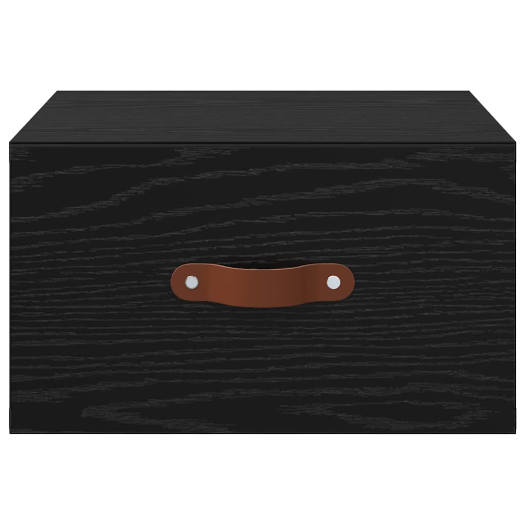Vægmonteret natbord Sort eg 35 x 35 x 20 cm Konstrueret træ