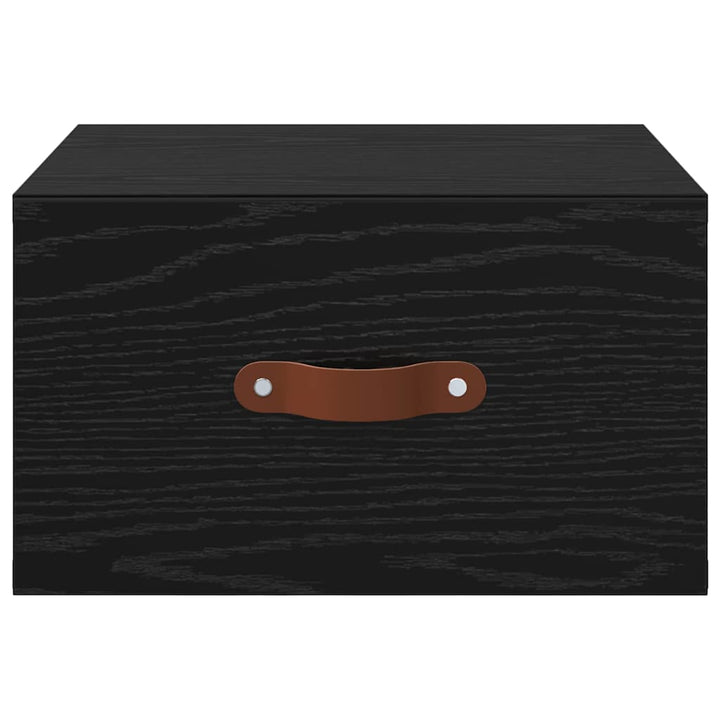 Vægmonteret natbord Sort eg 35 x 35 x 20 cm Konstrueret træ