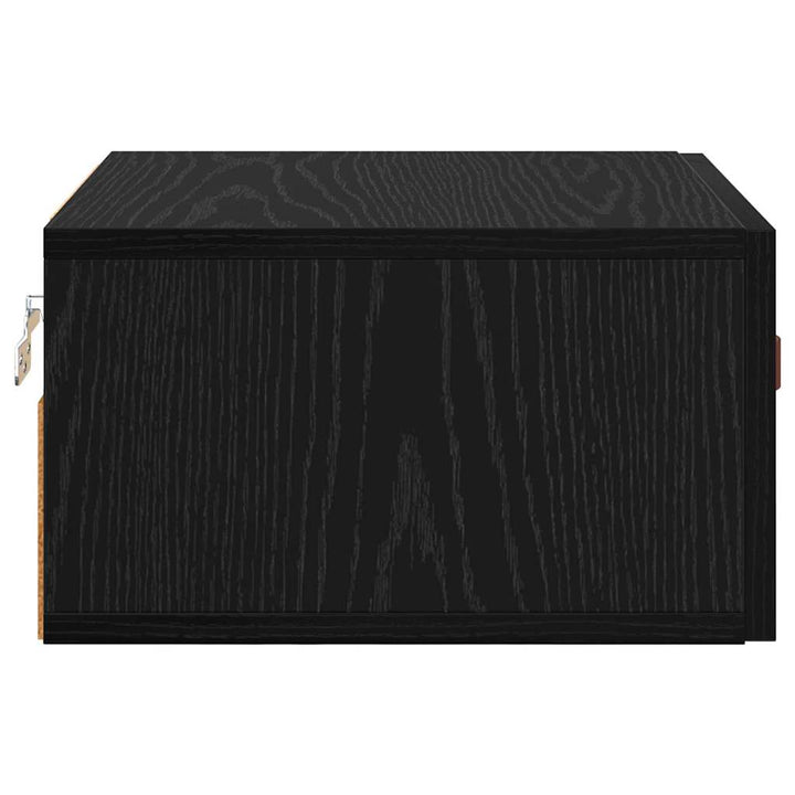 Vægmonteret natbord Sort eg 35 x 35 x 20 cm Konstrueret træ