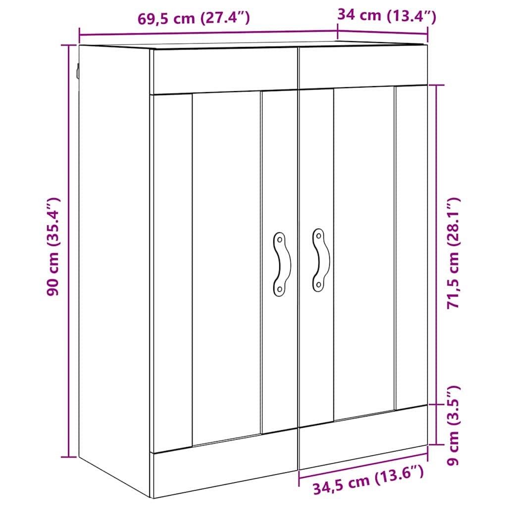 Vægskab Gammelt træ 69,5 x 34 x 90 cm Konstrueret træ