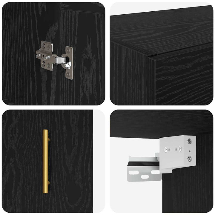Vægskab Sort eg 69,5 x 34 x 90 cm Konstrueret træ