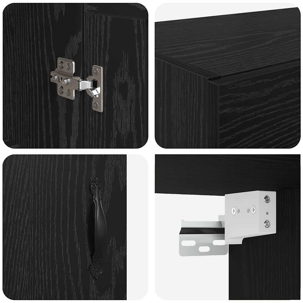 Vægskab Sort eg 69,5 x 34 x 90 cm Konstrueret træ