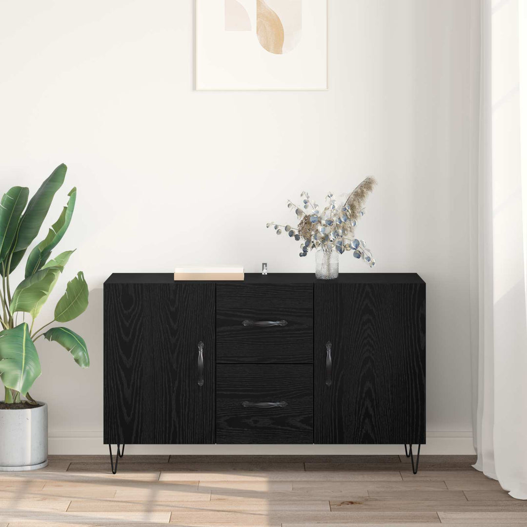Sideboard med skuffe Sort eg 100 x 36 x 60 cm Konstrueret træ