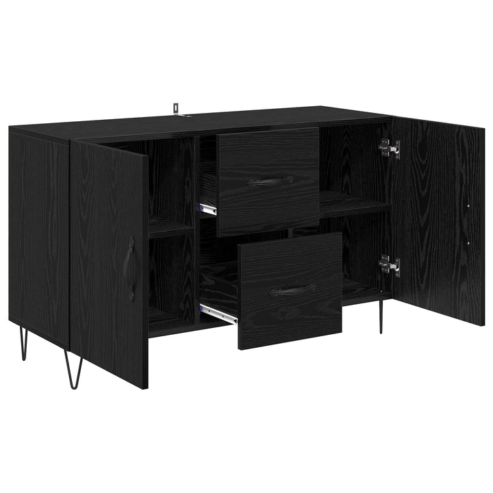 Sideboard med skuffe Sort eg 100 x 36 x 60 cm Konstrueret træ
