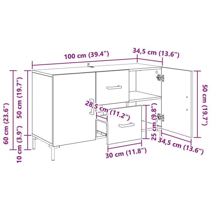 Sideboard Artisan Egetræ 100 x 36 x 60 cm Konstrueret træ