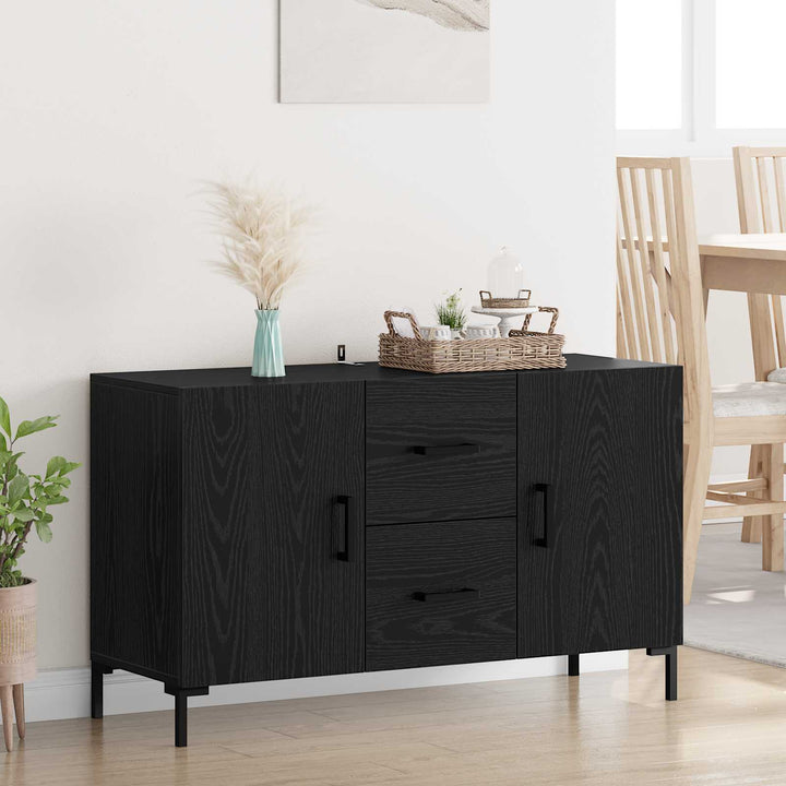 Sideboard med skuffe Sort eg 100 x 36 x 60 cm Konstrueret træ