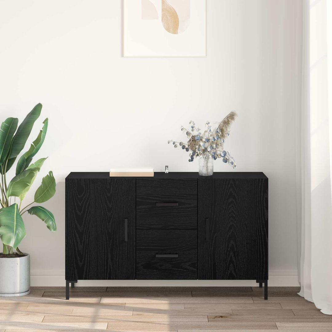 Sideboard med skuffe Sort eg 100 x 36 x 60 cm Konstrueret træ