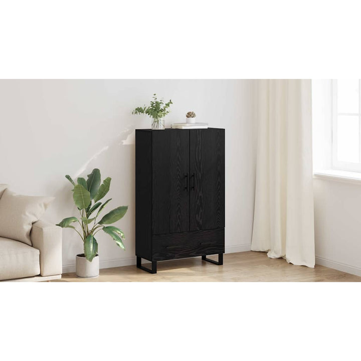Highboard med skuffe Sort eg 69,5 x 30 x 115 cm Konstrueret træ