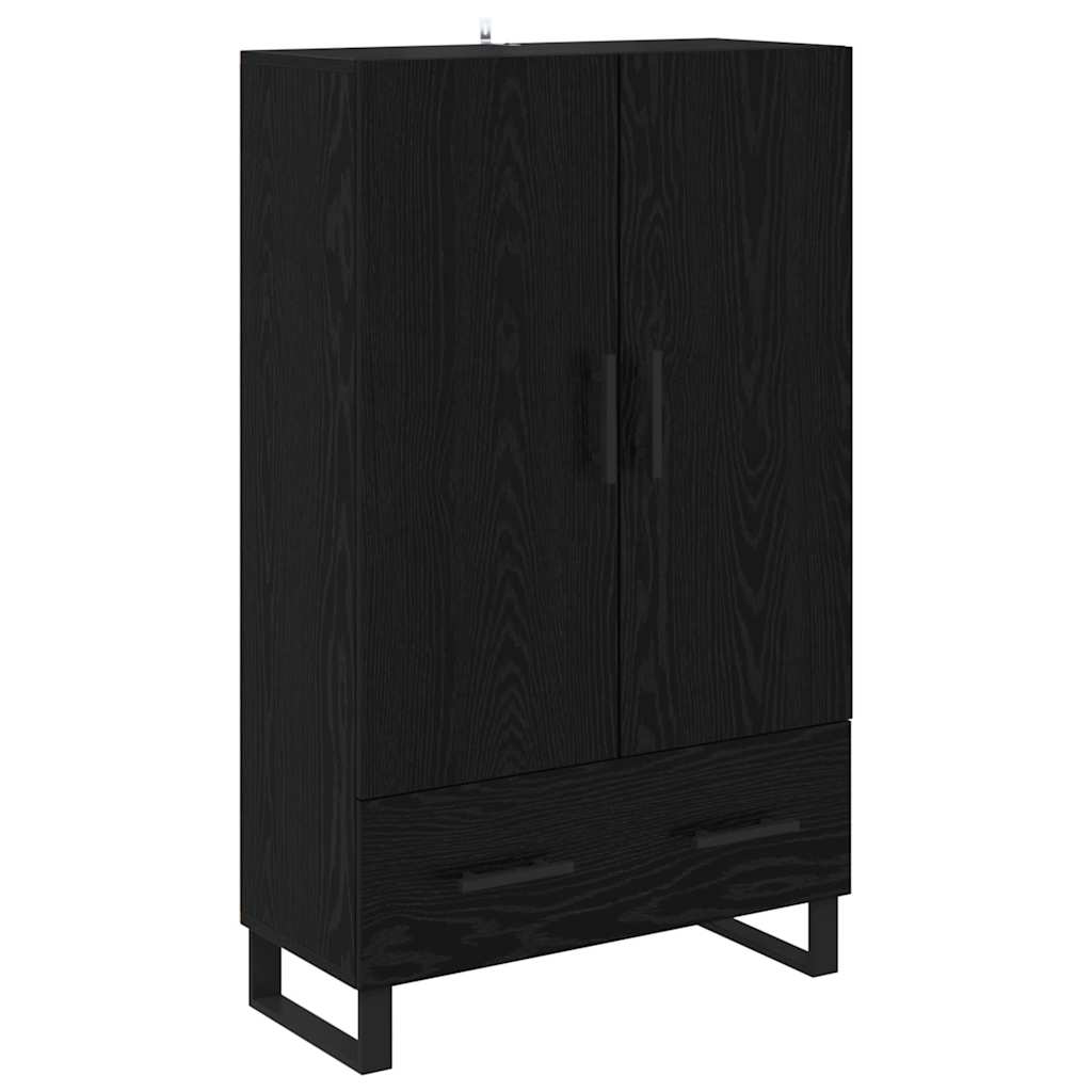 Highboard med skuffe Sort eg 69,5 x 30 x 115 cm Konstrueret træ