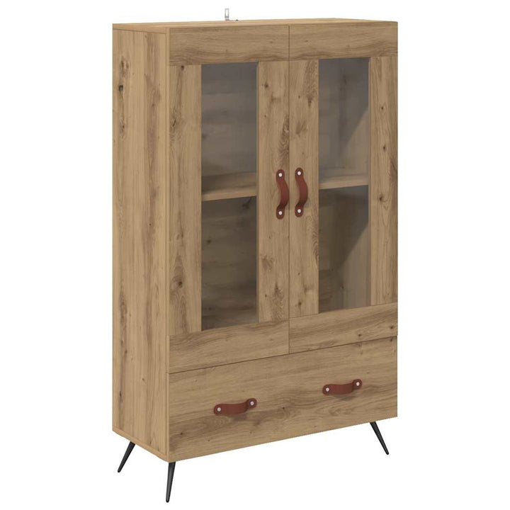 Highboard Artisan Egetræ 69,5 x 31 x 115 cm Ingeniørtræ og glas