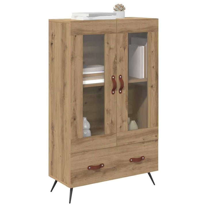 Highboard Artisan Egetræ 69,5 x 31 x 115 cm Ingeniørtræ og glas