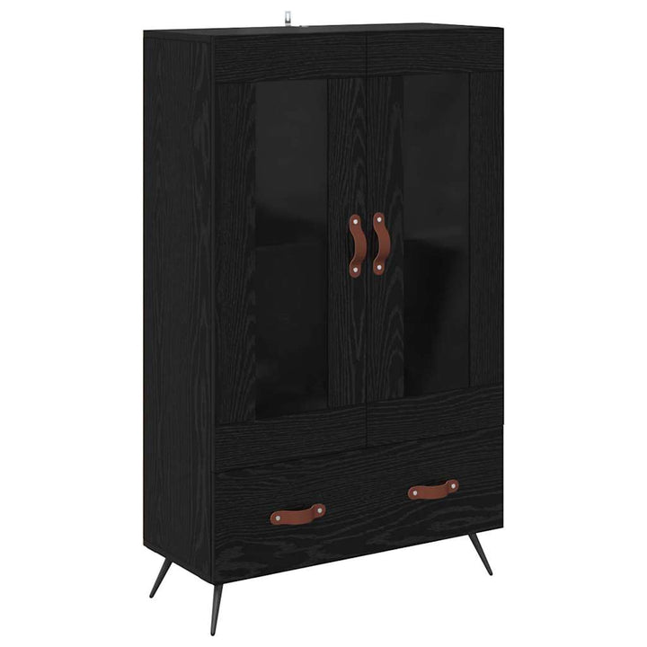 Highboard Sort eg 69,5 x 31 x 115 cm Ingeniørtræ og glas