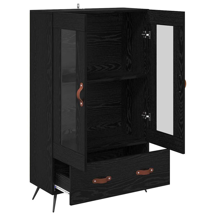 Highboard Sort eg 69,5 x 31 x 115 cm Ingeniørtræ og glas
