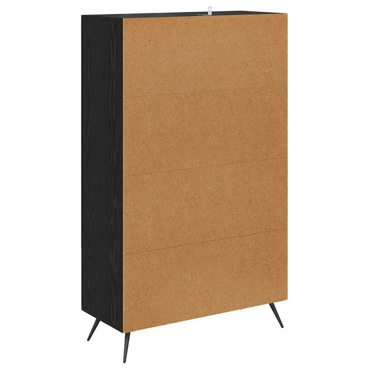 Highboard Sort eg 69,5 x 31 x 115 cm Ingeniørtræ og glas