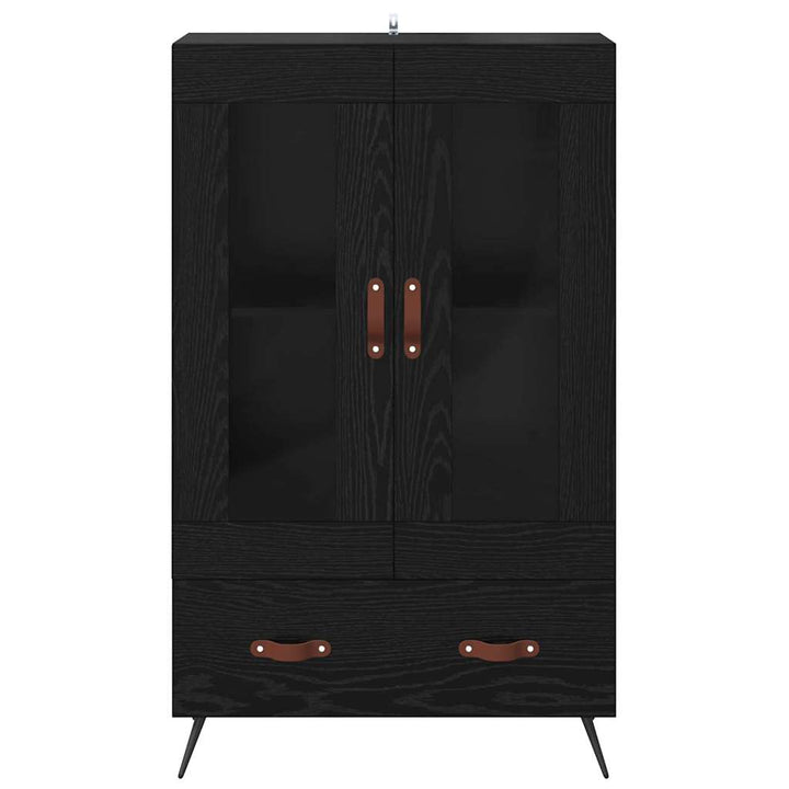 Highboard Sort eg 69,5 x 31 x 115 cm Ingeniørtræ og glas