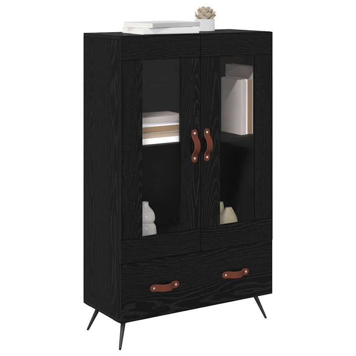 Highboard Sort eg 69,5 x 31 x 115 cm Ingeniørtræ og glas