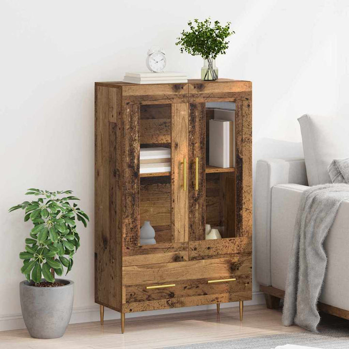 Highboard Gammelt træ 69,5 x 31 x 115 cm Ingeniørtræ og glas