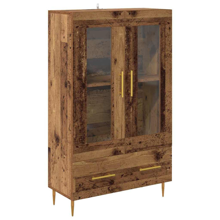 Highboard Gammelt træ 69,5 x 31 x 115 cm Ingeniørtræ og glas