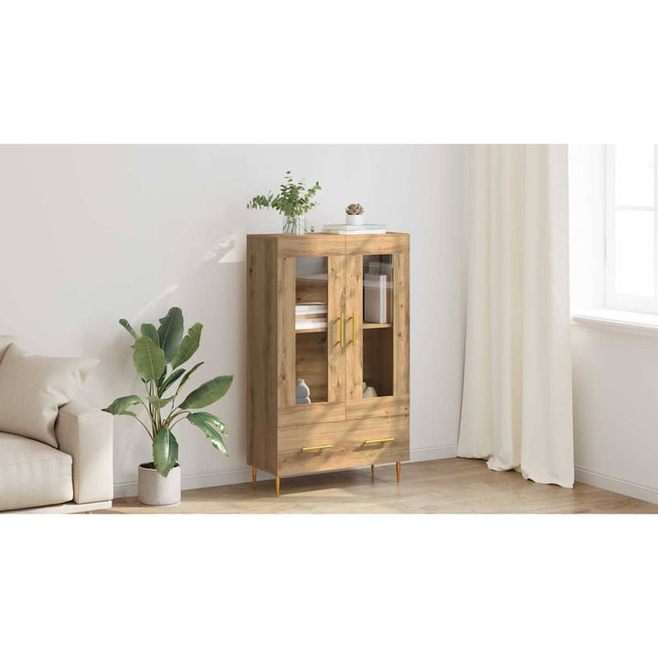 Highboard Artisan Egetræ 69,5 x 31 x 115 cm Ingeniørtræ og glas