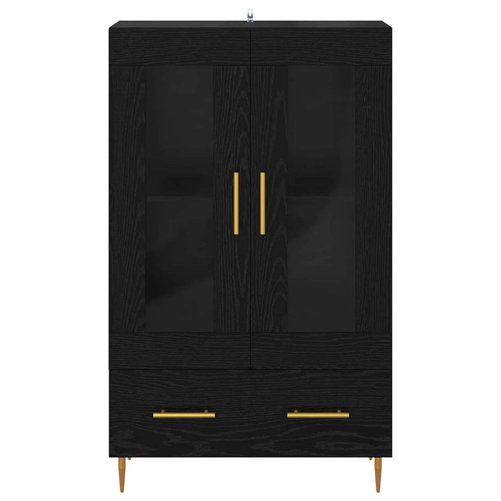 Highboard Sort eg 69,5 x 31 x 115 cm Ingeniørtræ og glas