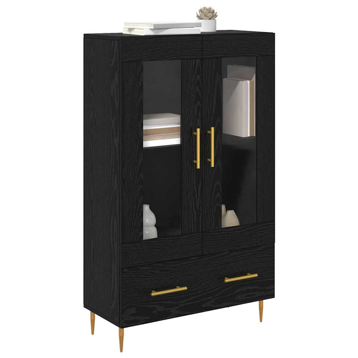Highboard Sort eg 69,5 x 31 x 115 cm Ingeniørtræ og glas