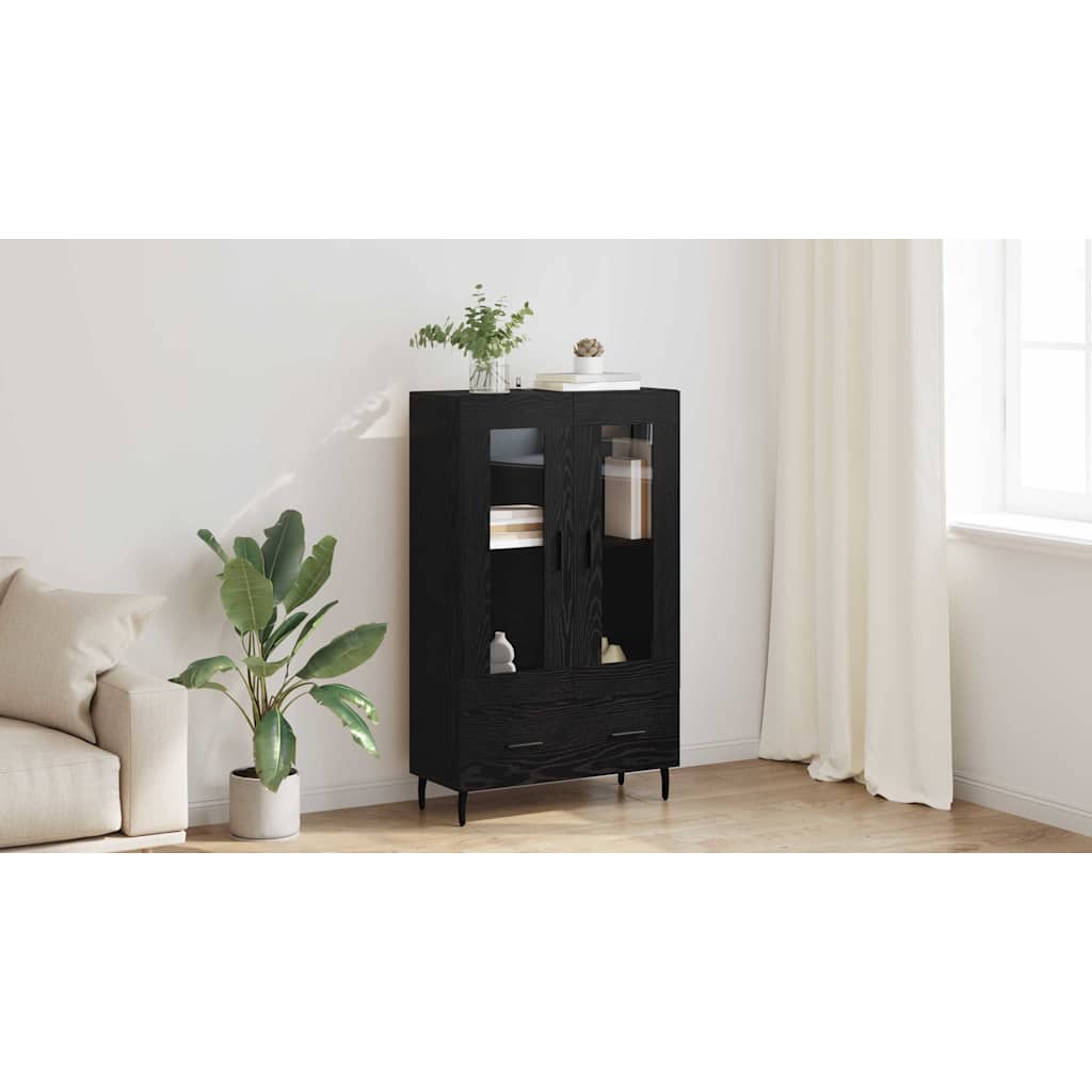 Highboard med skuffe Sort eg 69,5 x 31 x 115 cm Konstrueret træ