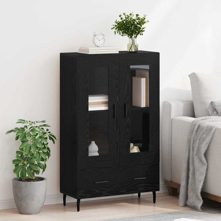 Highboard med skuffe Sort eg 69,5 x 31 x 115 cm Konstrueret træ