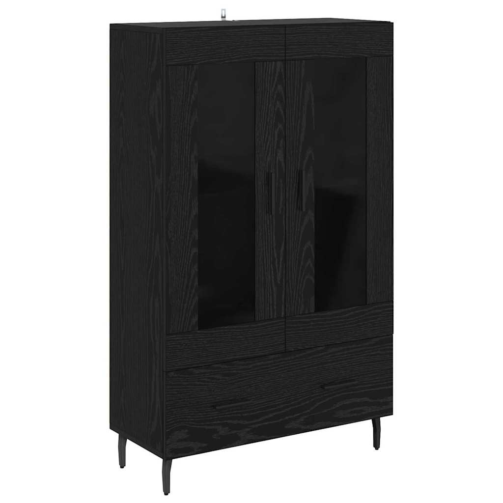 Highboard med skuffe Sort eg 69,5 x 31 x 115 cm Konstrueret træ