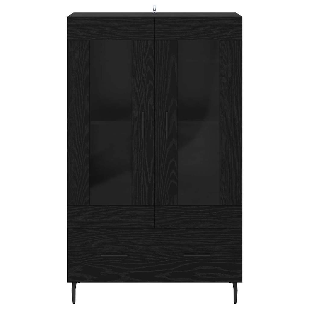 Highboard med skuffe Sort eg 69,5 x 31 x 115 cm Konstrueret træ