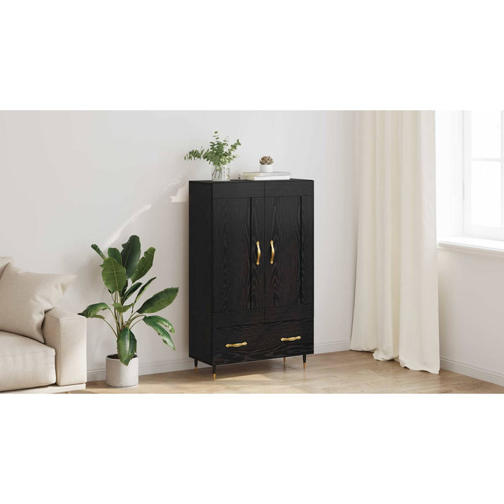 Highboard med skuffe Sort eg 69,5 x 31 x 115 cm Konstrueret træ