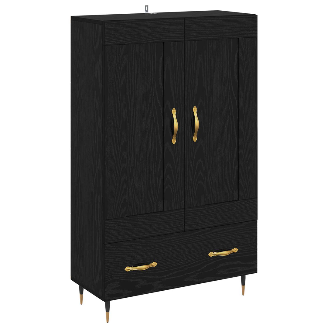 Highboard med skuffe Sort eg 69,5 x 31 x 115 cm Konstrueret træ