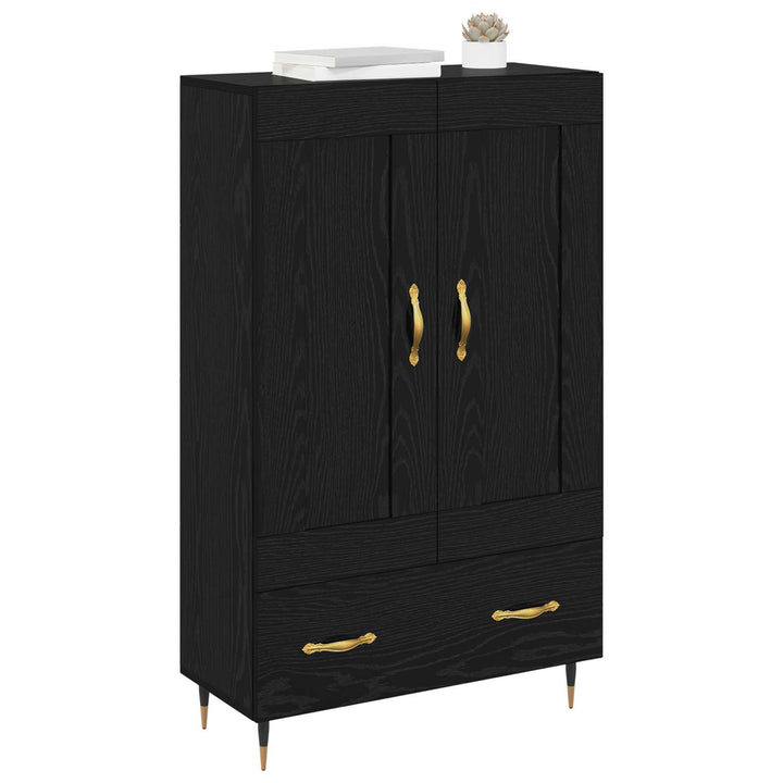 Highboard med skuffe Sort eg 69,5 x 31 x 115 cm Konstrueret træ