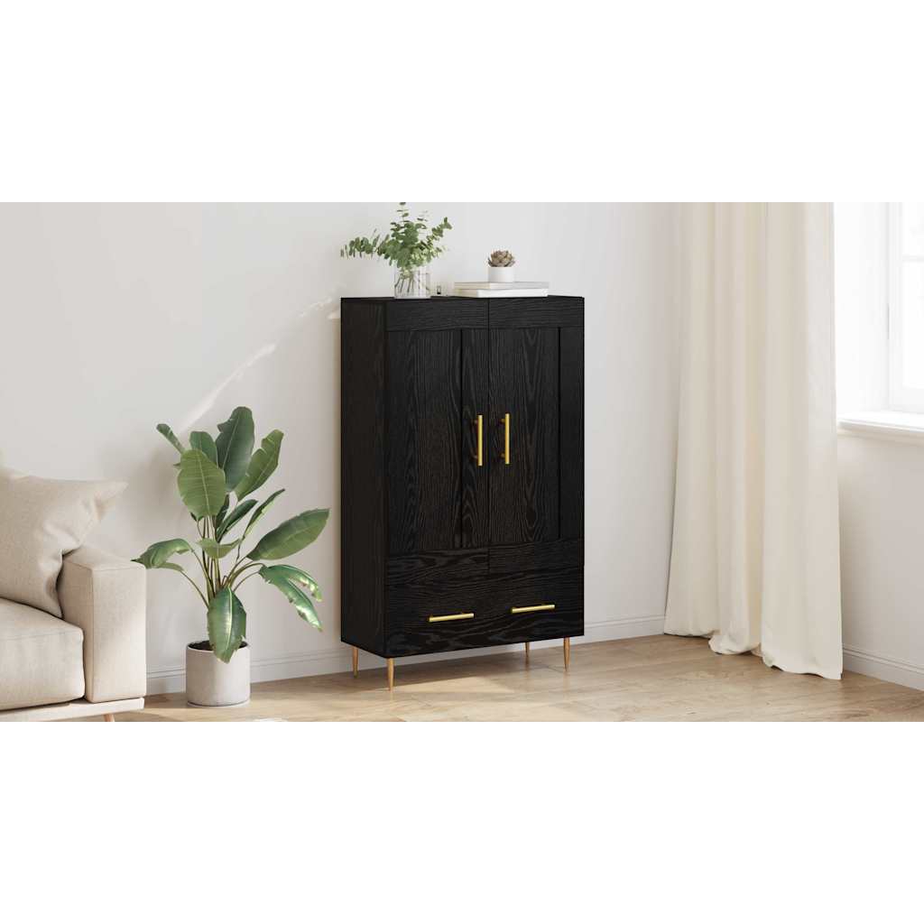 Highboard med skuffe Sort eg 69,5 x 31 x 115 cm Konstrueret træ