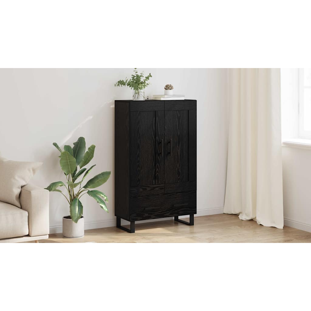 Highboard med skuffe Sort eg 69,5 x 31 x 115 cm Konstrueret træ