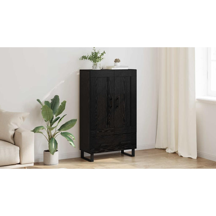 Highboard med skuffe Sort eg 69,5 x 31 x 115 cm Konstrueret træ