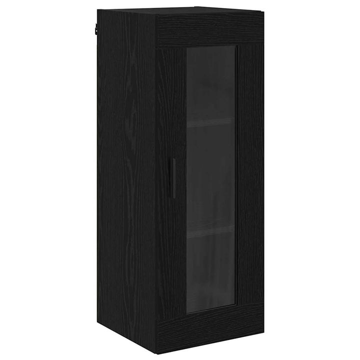 Vægskab Sort eg 34,5 x 34 x 90 cm Ingeniørtræ og glas