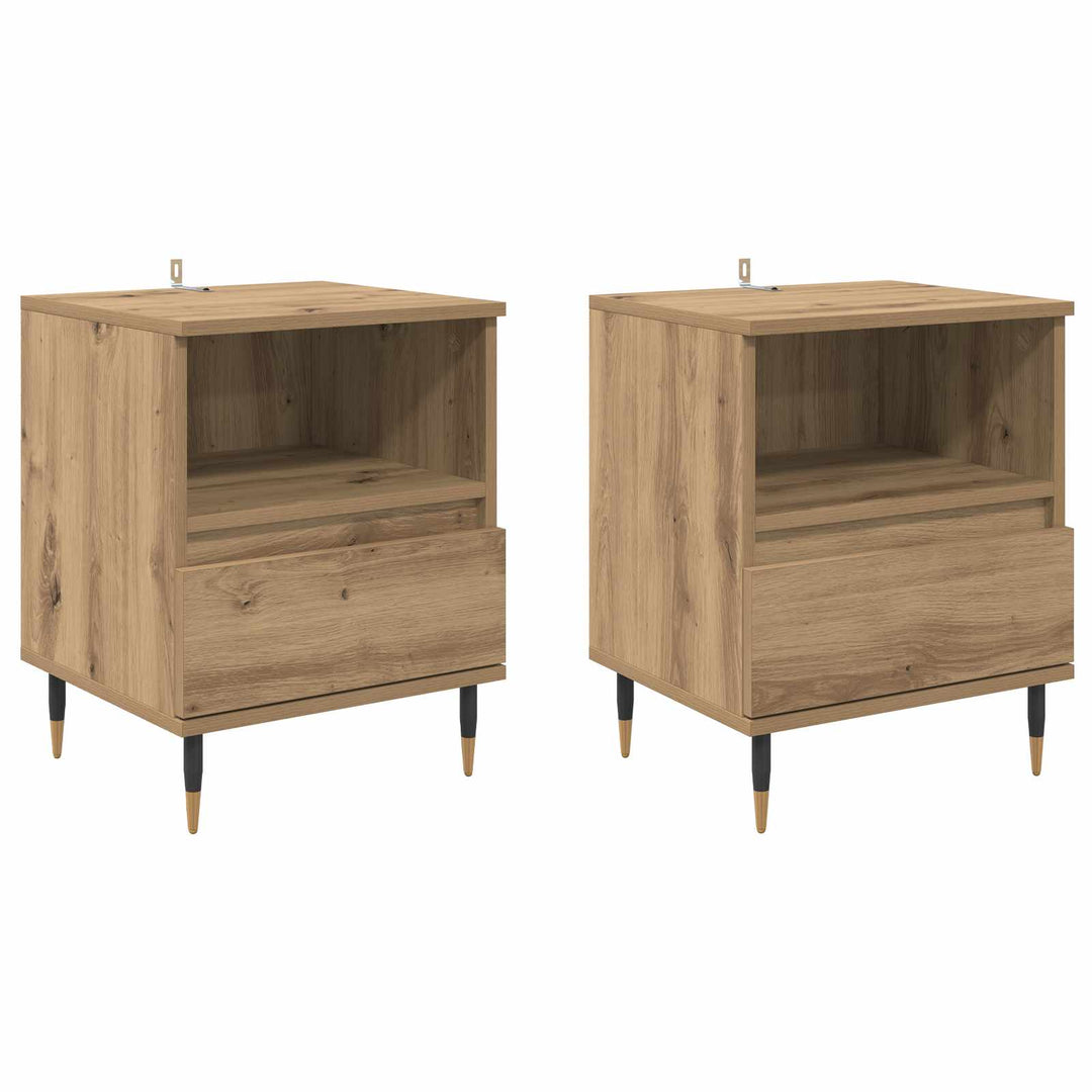 Natskab 2 pcs Artisan Egetræ 40 x 35 x 50 cm Konstrueret træ