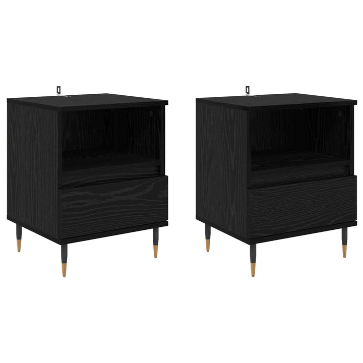 Natskab 2 pcs Sort eg 40 x 35 x 50 cm Konstrueret træ