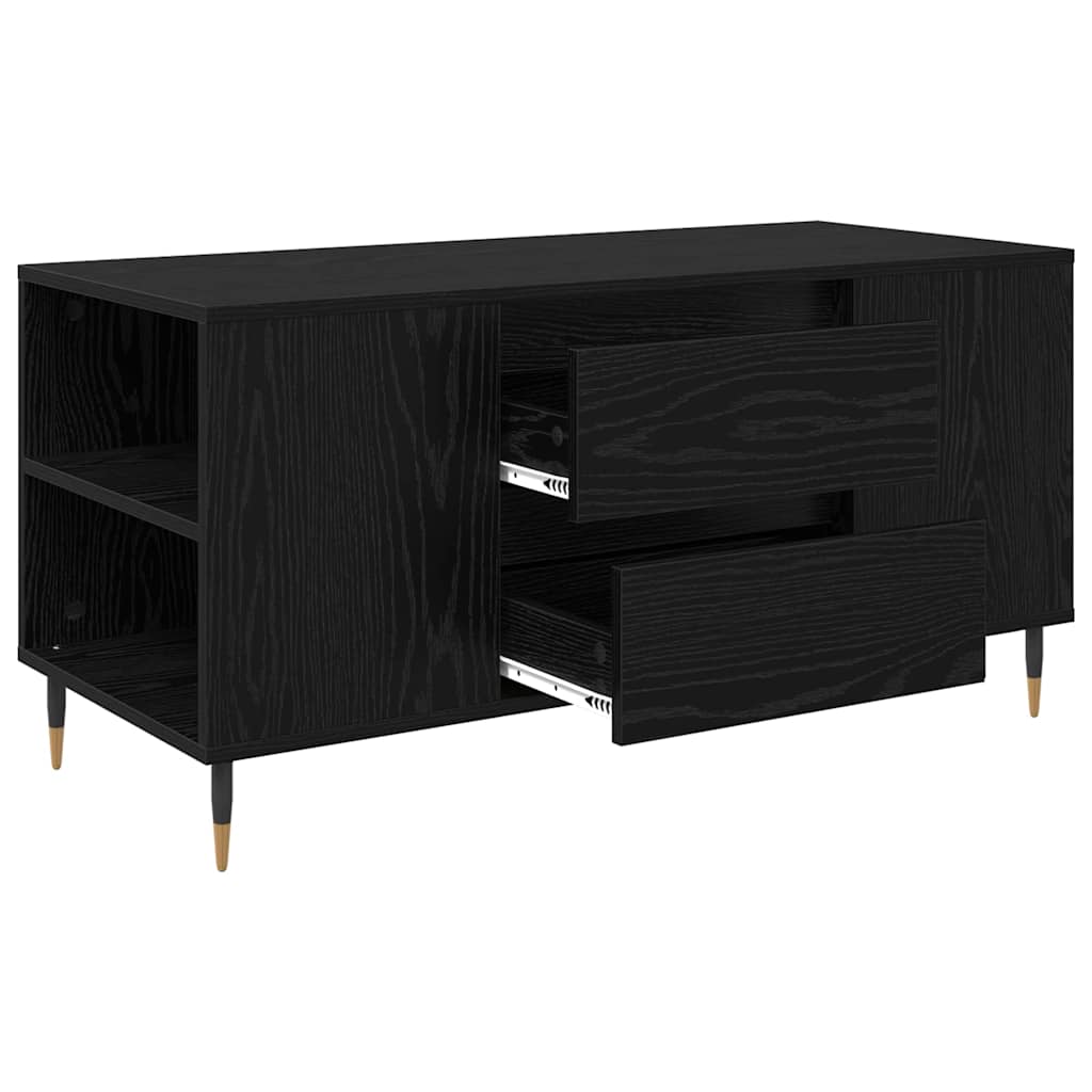 Sofabord med skuffe Sort eg 102 x 44,5 x 50 cm Konstrueret træ