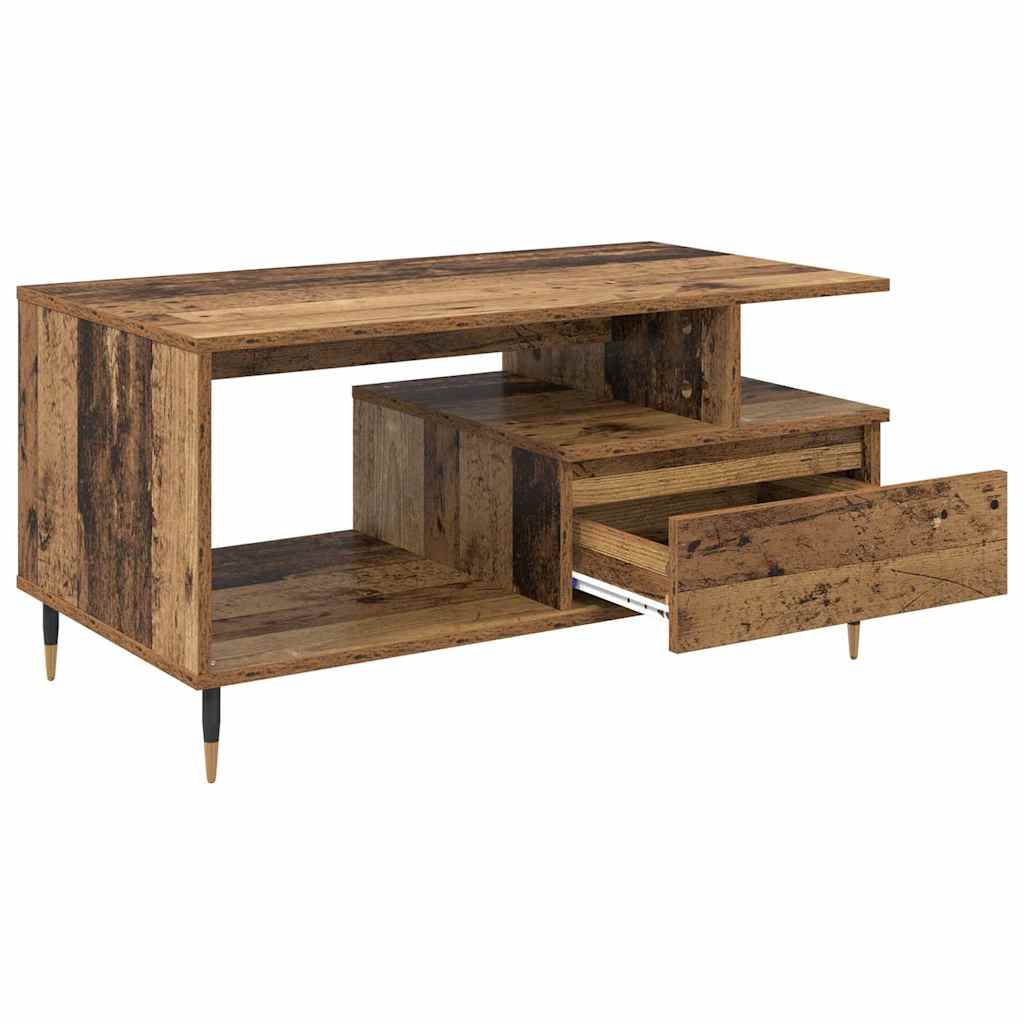 Sofabord med skuffe Gammelt træ 90 x 49 x 45 cm Konstrueret træ
