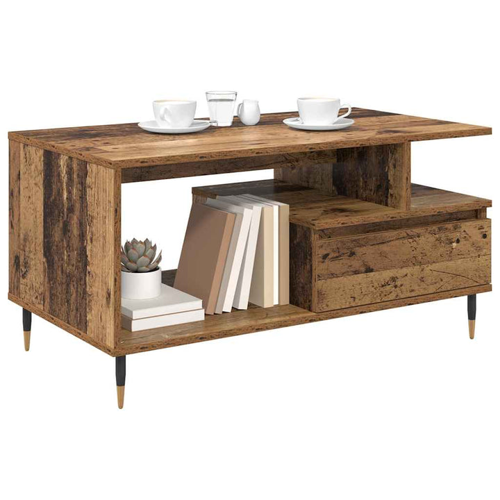 Sofabord med skuffe Gammelt træ 90 x 49 x 45 cm Konstrueret træ