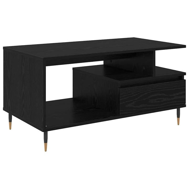 Sofabord med skuffe Sort eg 90 x 49 x 45 cm Konstrueret træ