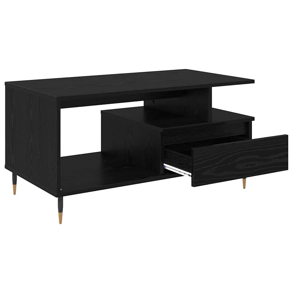 Sofabord med skuffe Sort eg 90 x 49 x 45 cm Konstrueret træ