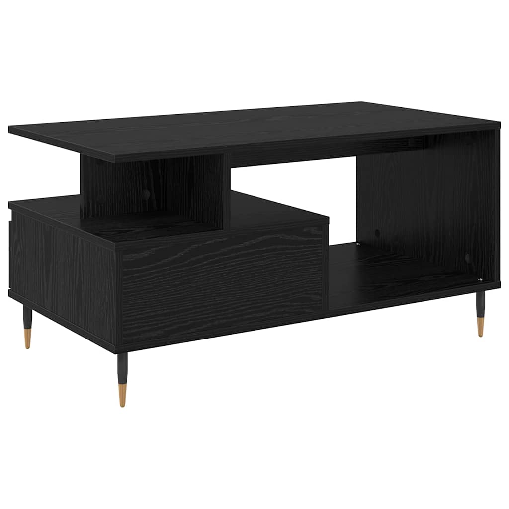 Sofabord med skuffe Sort eg 90 x 49 x 45 cm Konstrueret træ