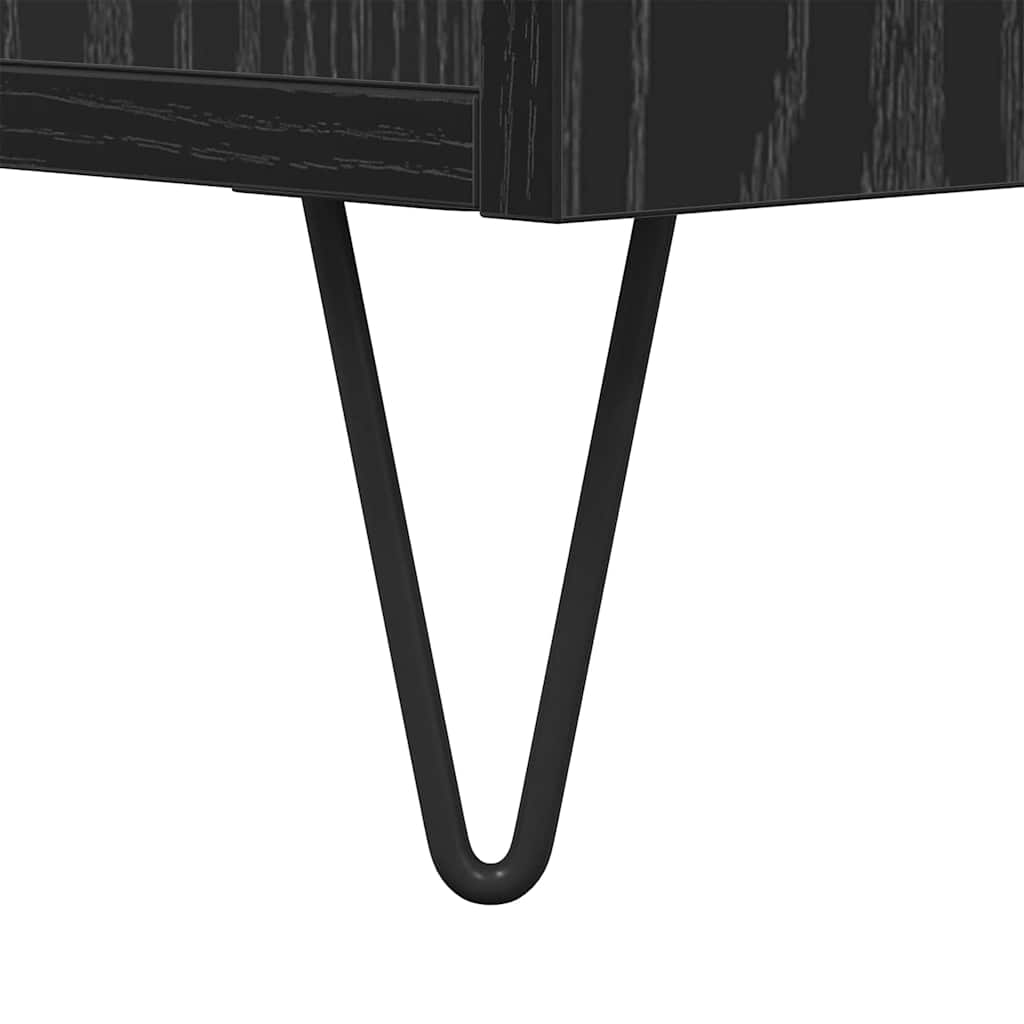 Sofabord med skuffe Sort eg 90 x 49 x 45 cm Konstrueret træ