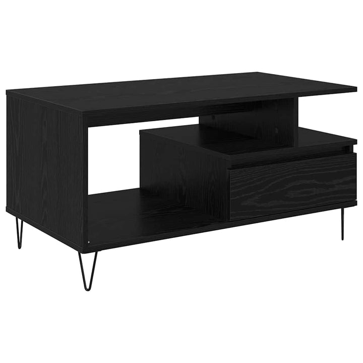 Sofabord med skuffe Sort eg 90 x 49 x 45 cm Konstrueret træ