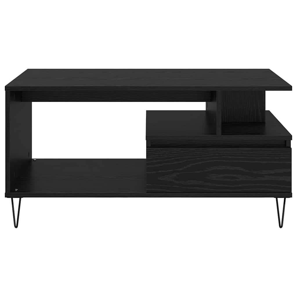 Sofabord med skuffe Sort eg 90 x 49 x 45 cm Konstrueret træ