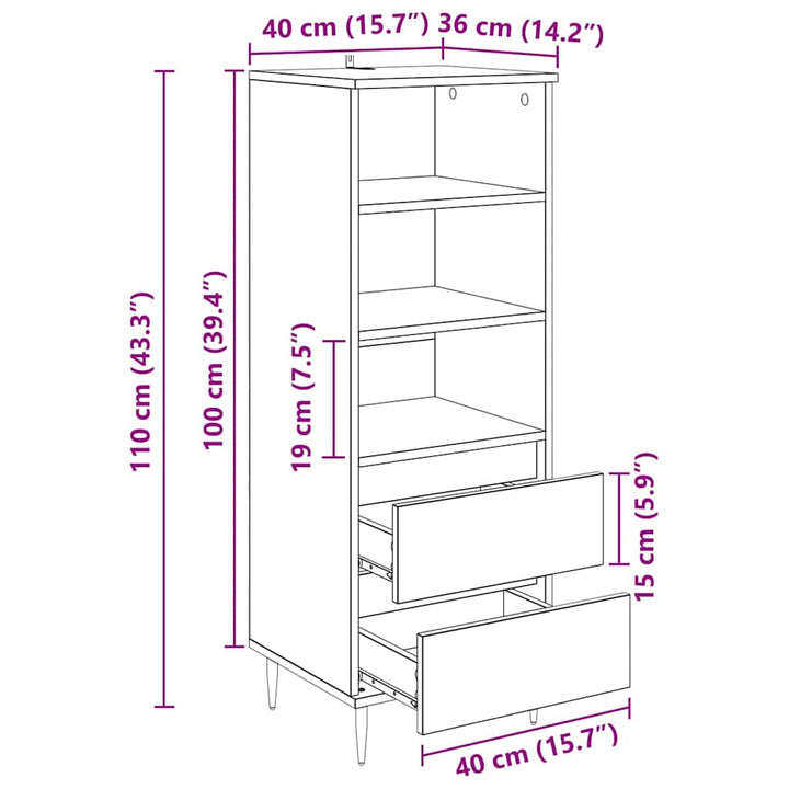 Highboard Artisan Egetræ 40 x 36 x 110 cm Konstrueret træ