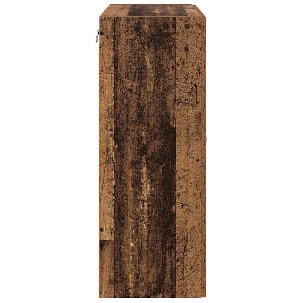 Vægskab Gammelt træ 69,5 x 34 x 90 cm Ingeniørtræ og glas