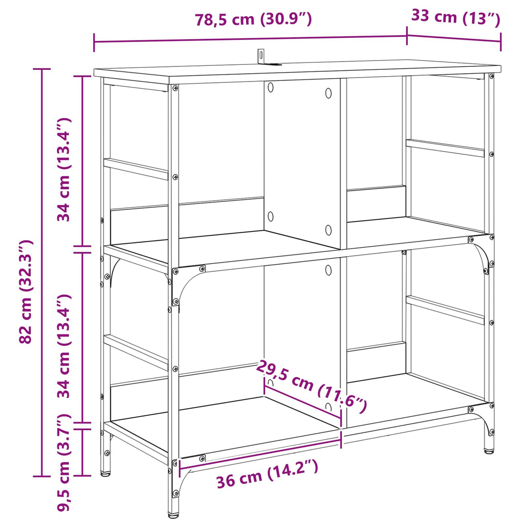 Bogreol Gammelt træ 78,5 x 33 x 82 cm Konstrueret træ
